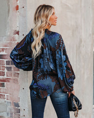 Weatherly Printed Statement Sleeve Blouse Oshnow