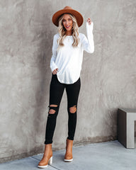 Well Loved Knit Top - Solid White Oshnow