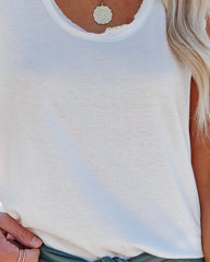 West End Scoop Knit Tank - White Oshnow
