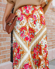 What We Give Printed Pleated Maxi Skirt Oshnow