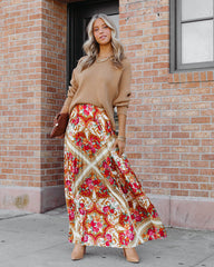 What We Give Printed Pleated Maxi Skirt Oshnow
