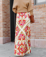 What We Give Printed Pleated Maxi Skirt Oshnow