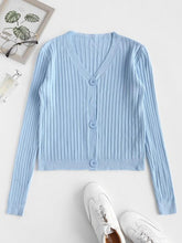 Wide Rib Knit Slim Cardigan Oshnow