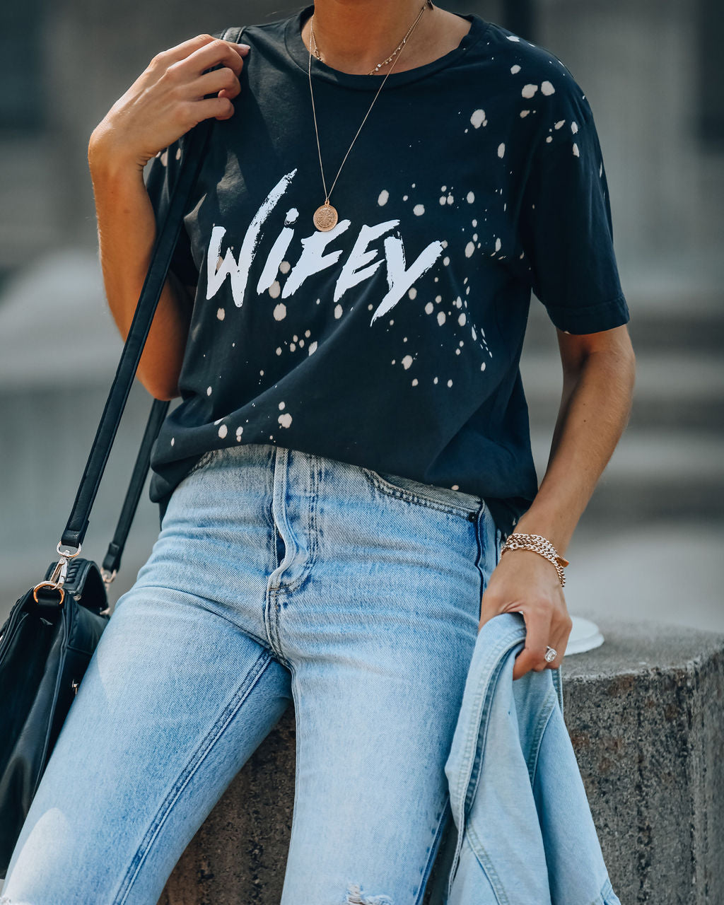 Wifey Cotton Bleach Dye Tee Oshnow