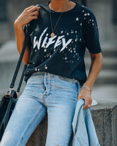 Wifey Cotton Bleach Dye Tee Oshnow