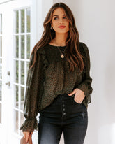 Willamette Smocked Leopard Ruffle Blouse Oshnow