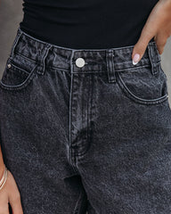 Winston High Waist Frayed Hem Shorts - Black Oshnow