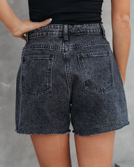 Winston High Waist Frayed Hem Shorts - Black Oshnow