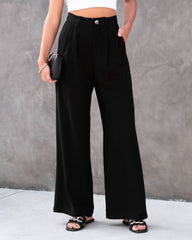 Winston High Waisted Pocketed Pants - Black Oshnow