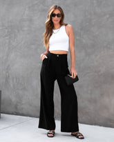 Winston High Waisted Pocketed Pants - Black Oshnow