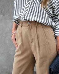 Winston High Waisted Pocketed Pants - Camel Oshnow