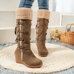 Winter Lace Up Fur Warm Heeled Boots Oshnow
