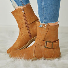 Winter Warm Zipper Flat Snow Boots Oshnow