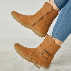Winter Warm Zipper Flat Snow Boots Oshnow