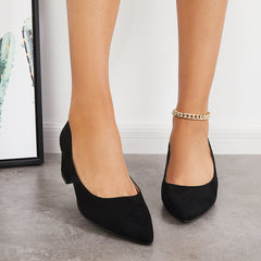 Women¡¯s Chunky Low Block Heels Closed Toe Dress Pumps Shoes Oshnow