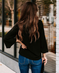 Work Life Balance V-Neck Blouse - Black Oshnow