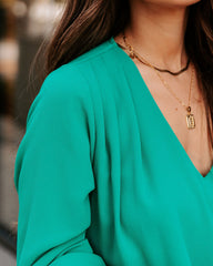 Work Life Balance V-Neck Blouse - Jade Oshnow
