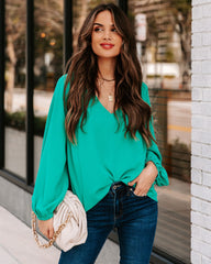 Work Life Balance V-Neck Blouse - Jade Oshnow