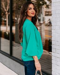 Work Life Balance V-Neck Blouse - Jade Oshnow