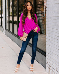 Work Life Balance V-Neck Blouse - Orchid Oshnow