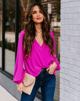 Work Life Balance V-Neck Blouse - Orchid Oshnow