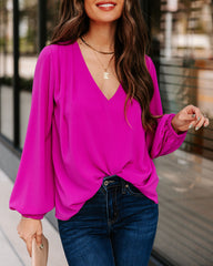 Work Life Balance V-Neck Blouse - Orchid Oshnow