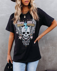 World Tour Rock & Roll Cotton Skull Tee Oshnow