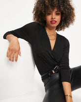 Worth The Wait Drape Bodysuit - Black Oshnow