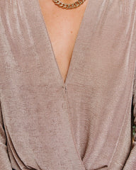 Worth The Wait Drape Bodysuit - Taupe Oshnow