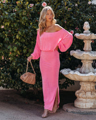 Wrenley Billowed Knit Crop Top - Pink Oshnow