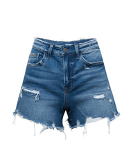 Wrenly Distressed High Waisted Denim Shorts Oshnow