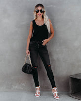 Wylie Cotton Tank - Black Oshnow