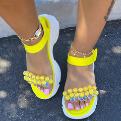 Cute Beans Velcro Side Closure Sandals