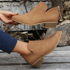 Casual Suede Low Heeled Ankle Booties