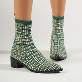 Chic Block Heeled Stretch Sock Boots