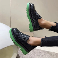 Comfy Round Toe Rhombus Platform Loafers