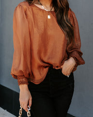 Yesenia High Sheen Blouse - Bronze Oshnow