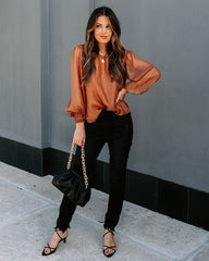 Yesenia High Sheen Blouse - Bronze Oshnow