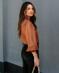 Yesenia High Sheen Blouse - Bronze Oshnow