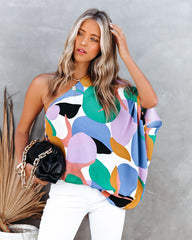 Yoselin Abstract Print One Shoulder Blouse Oshnow