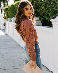Your Smiling Face Lace Blouse - Mauve Oshnow