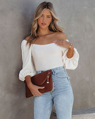 Zeno Puff Sleeve Knit Bodysuit - Ivory Oshnow