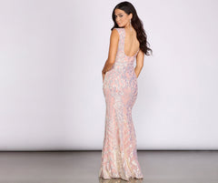 Zinnia Iridescent Sequin Deep V Dress Oshnow