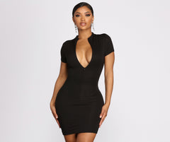 Zip Up Chic Mini Dress Oshnow