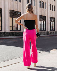 Zoey Pocketed Wide Leg Pants - Hot Pink Oshnow