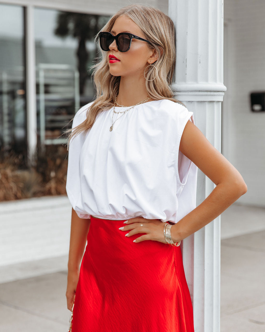 Zola Cotton Billowed Crop Top - White Oshnow