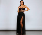 Zoya Mesh Tulle Bustier Dress Oshnow