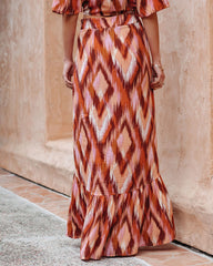 Bowan Printed Button Down Maxi Skirt