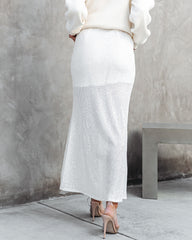 Brogan Sequin Slit Maxi Skirt - White