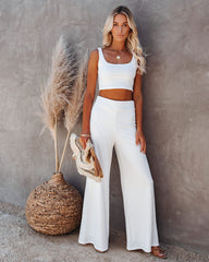 Campfire Ribbed Crop Knit Tank - White - SALE